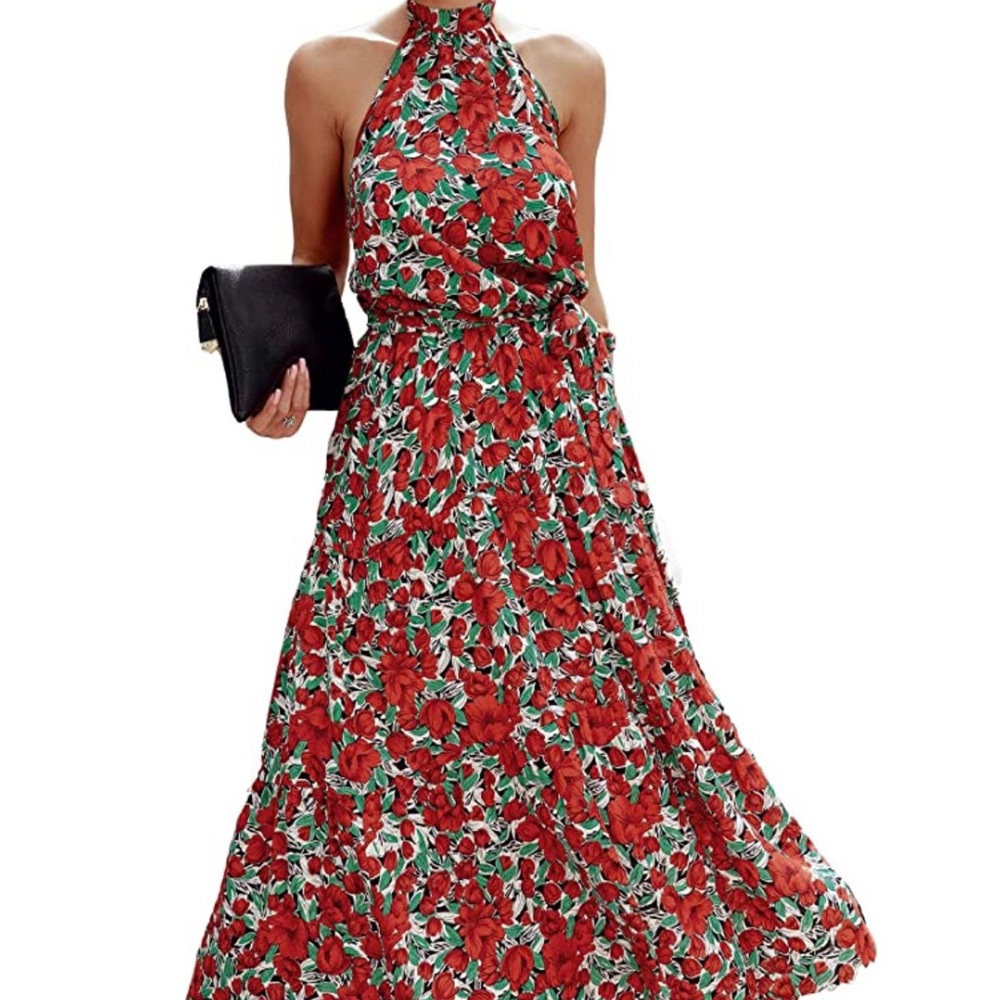 Red floral Maxi dress